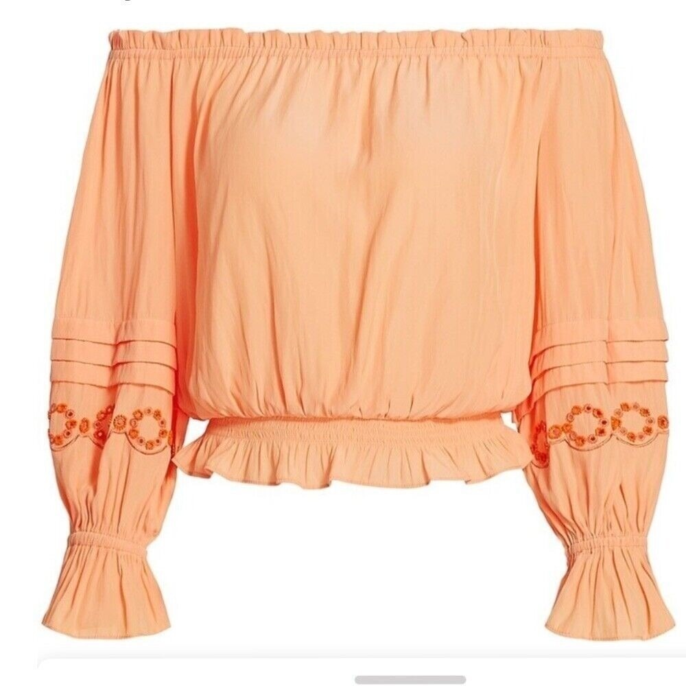 NWT Ramy Brook‎ Clara Top in Peach Sz Small  Blouse $395 - Picture 2 of 10